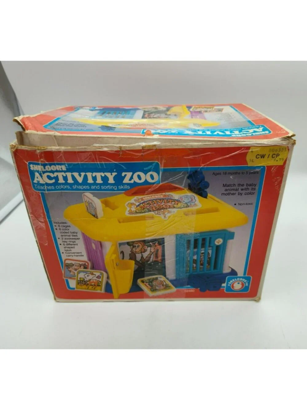 Vintage Shelcore 1986 Sorting Activity Zoo Animals Baby Toddler Toy, Box & Keys